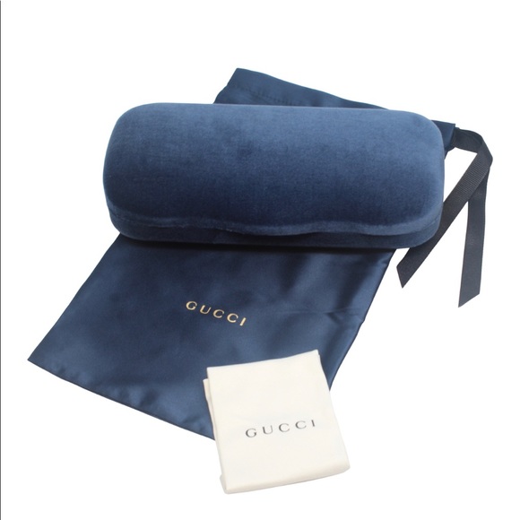 Gucci Accessories - Gucci Authentic Velvet Hard Sunglass Eyeglass Case With Satin Pouch Navy Blue